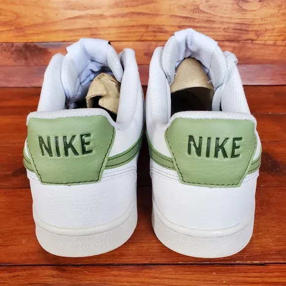 Nike Court Vision Low Shoes Men 9.5 White Oil‎ Green Sneakers FD0781-100