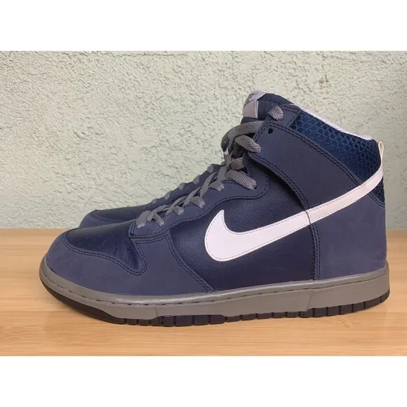 Nike Dunk High Mens Size 10.5 Shoes Midnight Navy Blue White 2010 Yankees Dunks