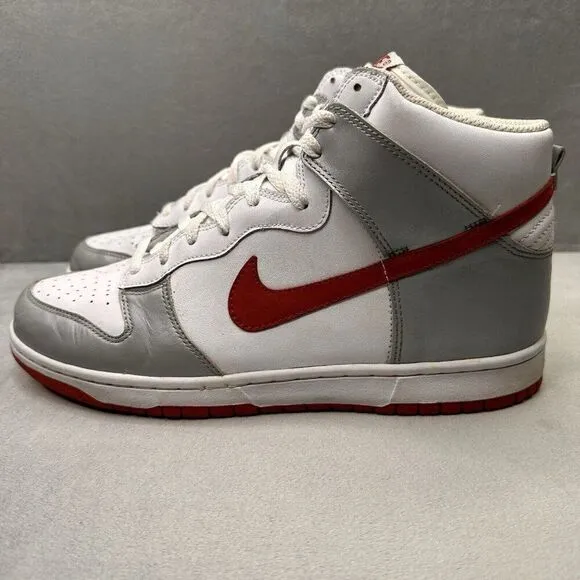 Nike Dunk High Mens Size 10.5 Shoes Metallic Silver Varsity Red White 2007