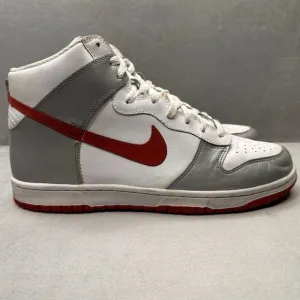 Nike Dunk High Mens Size 10.5 Shoes Metallic Silver Varsity Red White 2007