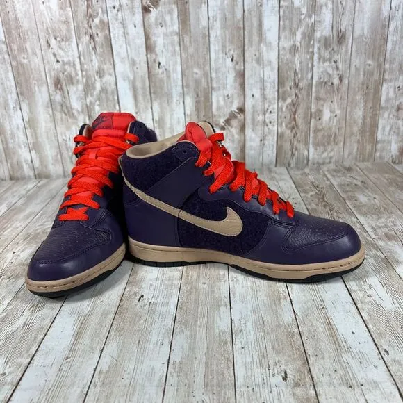 Nike Dunk High Premium Navy‎ Blue Red Sneakers Athletic Basketball Shoes Size 8