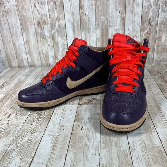Nike Dunk High Premium Navy‎ Blue Red Sneakers Athletic Basketball Shoes Size 8