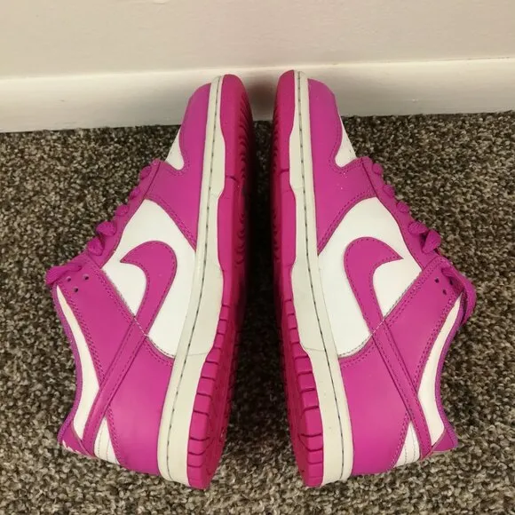 Nike Dunk Low GS Active Fuchsia Pink/White Shoes-Size 4.5Y- fj0704-100