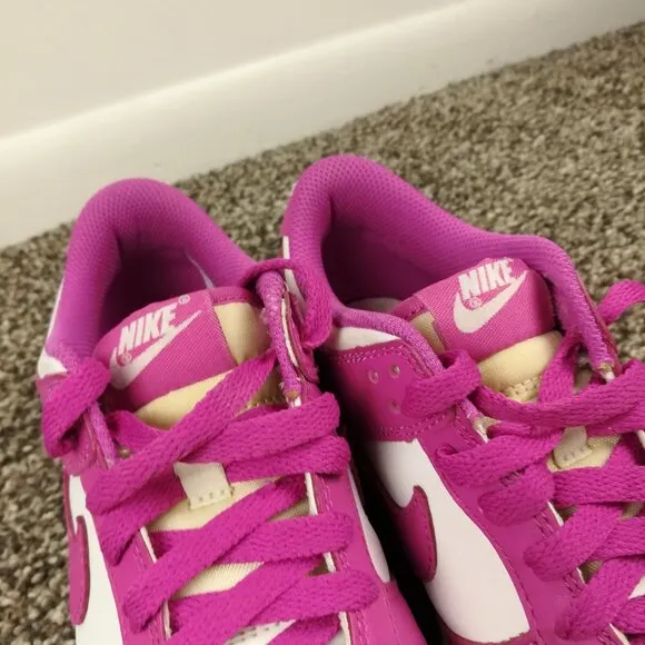 Nike Dunk Low GS Active Fuchsia Pink/White Shoes-Size 4.5Y- fj0704-100