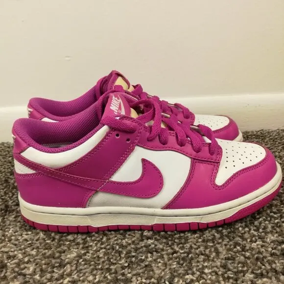 Nike Dunk Low GS Active Fuchsia Pink/White Shoes-Size 4.5Y- fj0704-100