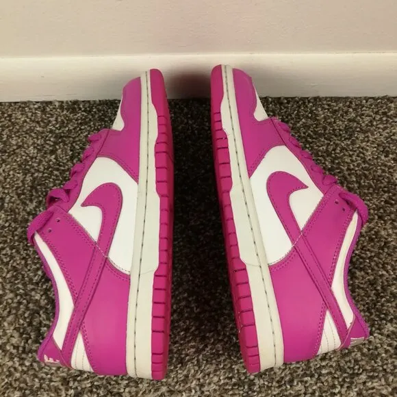 Nike Dunk Low GS Active Fuchsia Pink/White Shoes-Size 4.5Y- fj0704-100