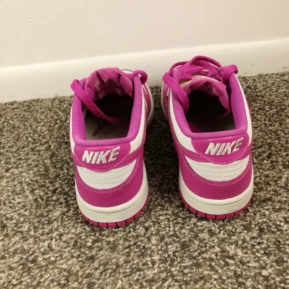 Nike Dunk Low GS Active Fuchsia Pink/White Shoes-Size 4.5Y- fj0704-100