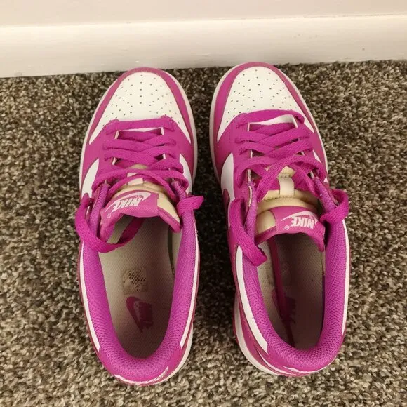 Nike Dunk Low GS Active Fuchsia Pink/White Shoes-Size 4.5Y- fj0704-100