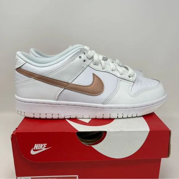 Nike Dunk Low GS White Metallic Gold Red Bronze GS Size 7Y / Women's Size 8.5