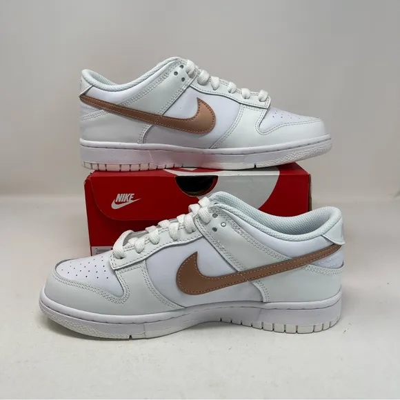 Nike Dunk Low GS White Metallic Gold Red Bronze GS Size 7Y / Women's Size 8.5
