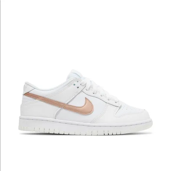 Nike Dunk Low GS White Metallic Gold Red Bronze GS Size 7Y / Women's Size 8.5