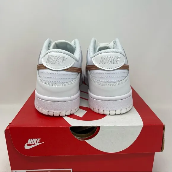 Nike Dunk Low GS White Metallic Gold Red Bronze GS Size 7Y / Women's Size 8.5