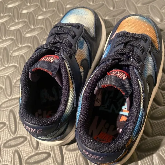 Nike Dunk Low Obsidian Graffiti Size 8c toddler shoes CLEAN