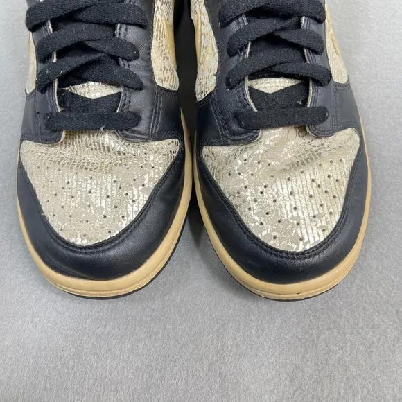 Nike Dunk Low Premium Shoes Womens 8.5 Black Linen Terra Cott Sneaker 313600-021