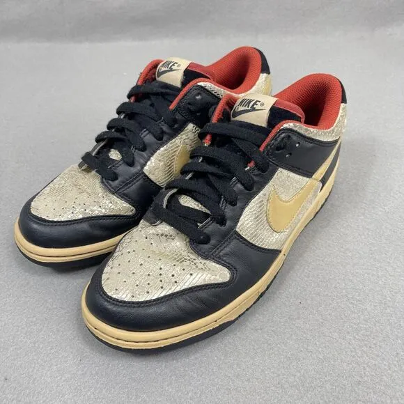 Nike Dunk Low Premium Shoes Womens 8.5 Black Linen Terra Cott Sneaker 313600-021