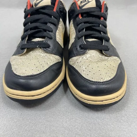 Nike Dunk Low Premium Shoes Womens 8.5 Black Linen Terra Cott Sneaker 313600-021