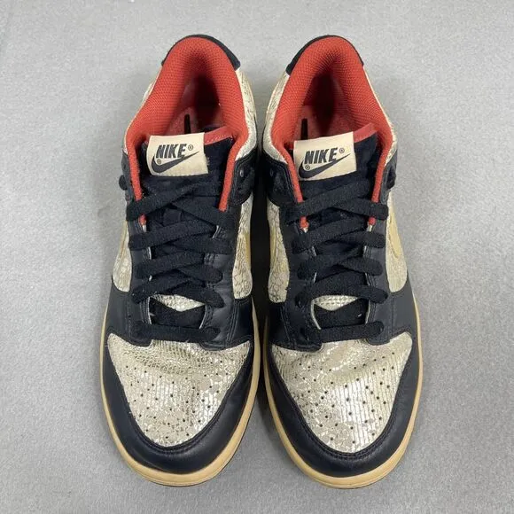 Nike Dunk Low Premium Shoes Womens 8.5 Black Linen Terra Cott Sneaker 313600-021