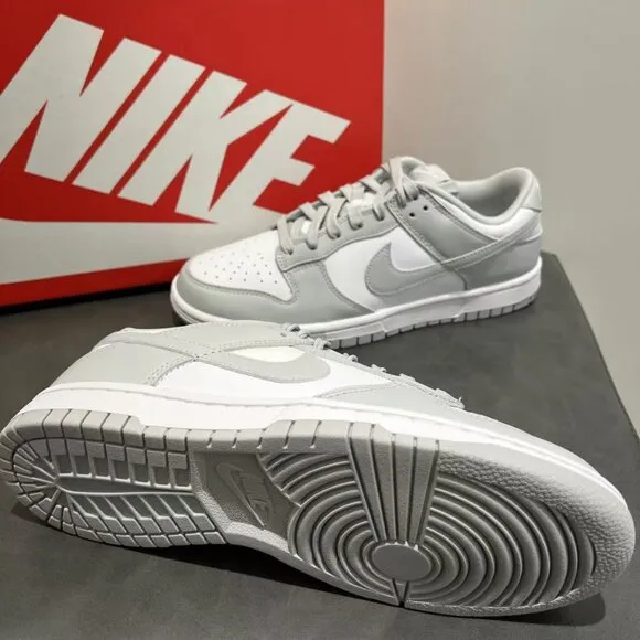 Nike dunk low-top grey and white women's sports shoes