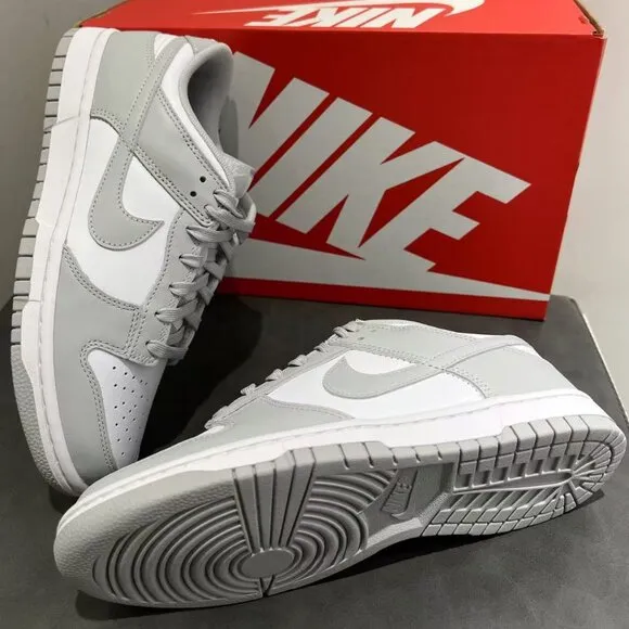 Nike dunk low-top grey and white women's sports shoes