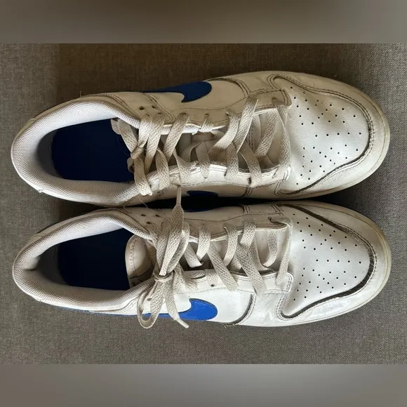 Nike Dunk Low Top Men 8.5 Sneakers White Royal Blue Swoosh Shoes DV0831-104