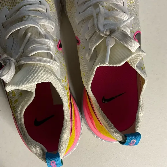 Nike Epic React Flyknit White and Pink Running Shoes