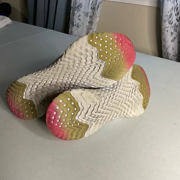 Nike Epic React Flyknit White and Pink Running Shoes