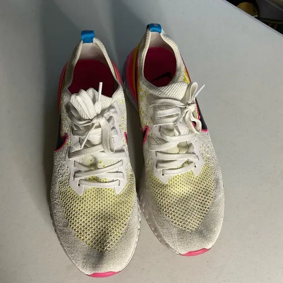 Nike Epic React Flyknit White and Pink Running Shoes