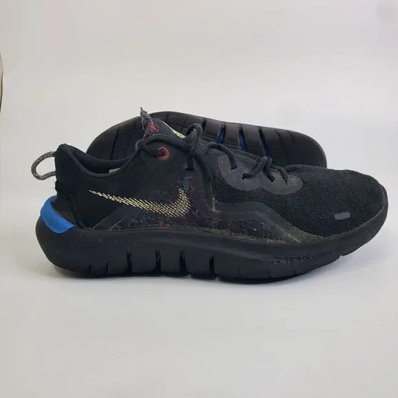 Nike Flex Run 2021 Shoes Mens Size 8 Black Melon Tint Light Blue CW3408-001