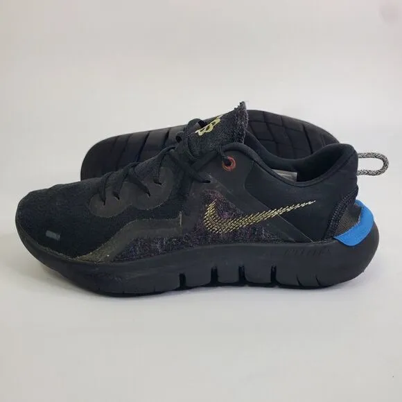 Nike Flex Run 2021 Shoes Mens Size 8 Black Melon Tint Light Blue CW3408-001