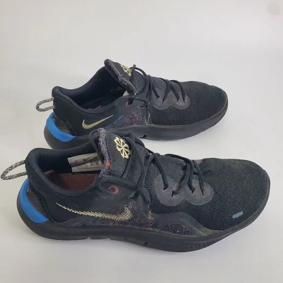 Nike Flex Run 2021 Shoes Mens Size 8 Black Melon Tint Light Blue CW3408-001
