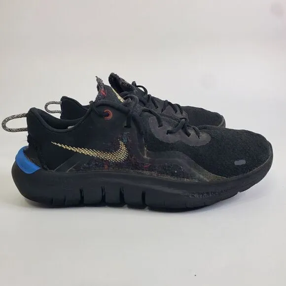 Nike Flex Run 2021 Shoes Mens Size 8 Black Melon Tint Light Blue CW3408-001