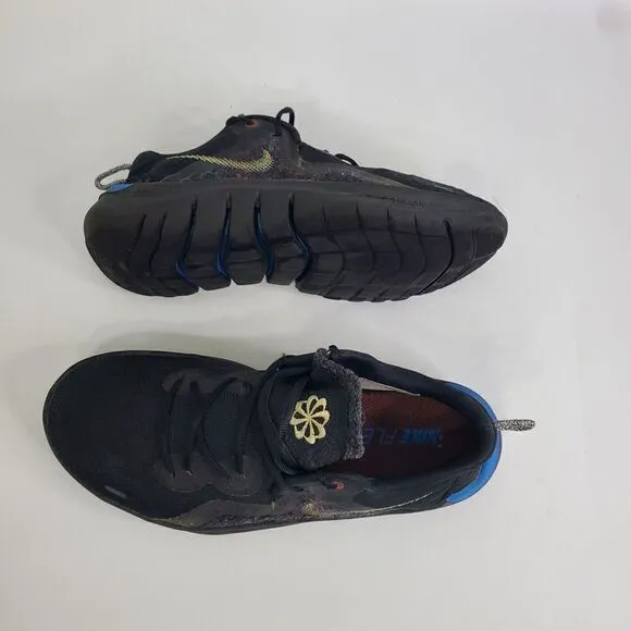 Nike Flex Run 2021 Shoes Mens Size 8 Black Melon Tint Light Blue CW3408-001