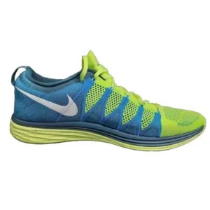 Nike Flyknit Lunar 2 Volt Running Shoes Mens 13 Blue &amp;  Green Athletic Sneakers