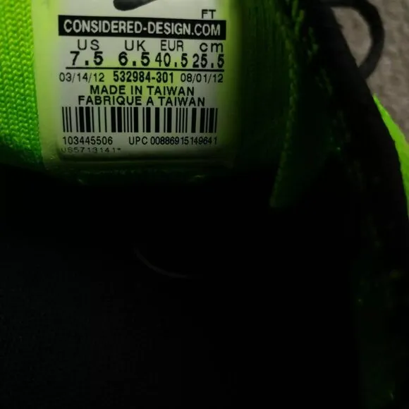 Nike Flyknit Trainer Electric Green Mens 7.5 Running Shoes Low Top 532984-301