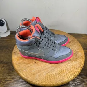 Nike‎ Force Sky High Top Hidden Wedge Women's Size 8 Gray Pink Shoes 629746-008
