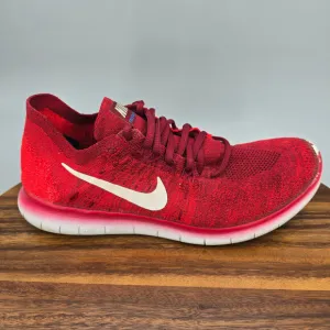 Nike Free RN Flyknit Shoes Men's 9 Red White Low Top Athletic Running Sneakers