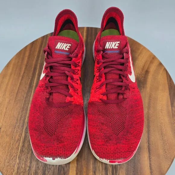 Nike Free RN Flyknit Shoes Men's 9 Red White Low Top Athletic Running Sneakers