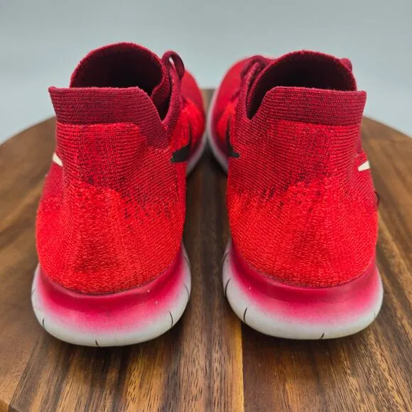 Nike Free RN Flyknit Shoes Men's 9 Red White Low Top Athletic Running Sneakers