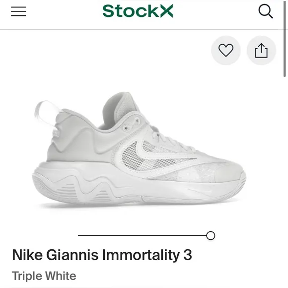 🏀Nike Giannis Immortality 3 Triple White Mens Shoes size 9