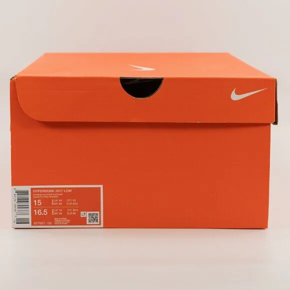 Nike Hyperdunk 2017 Low 'White Black' 897663-100 Basketball size 8 - 15
