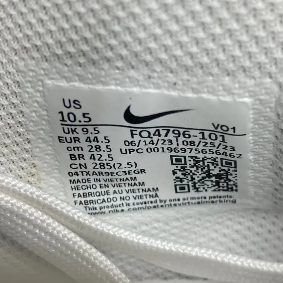 Nike Ja 1 Low Mens Basketball Sneaker Shoes White FQ4796-101 VNDS Sz 10.5