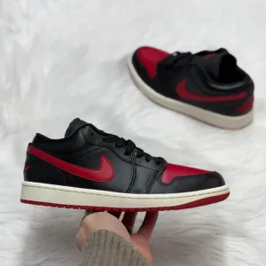 Nike Jordan 1 Low Black Red Womens Shoes DC0774-061 NEW Sz 6