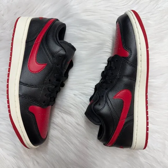 Nike Jordan 1 Low Black Red Womens Shoes DC0774-061 NEW Sz 6
