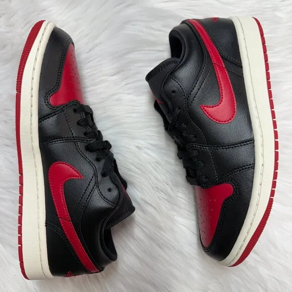 Nike Jordan 1 Low Black Red Womens Shoes DC0774-061 NEW Sz 6
