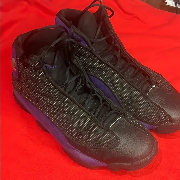 Nike Jordan 13 Black and Purple Athletic Shoes