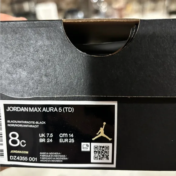 NIKE JORDAN MAX AURA 5 (TD) SNEAKERS TODDLER ALL BLACKHI-TOP SHOES