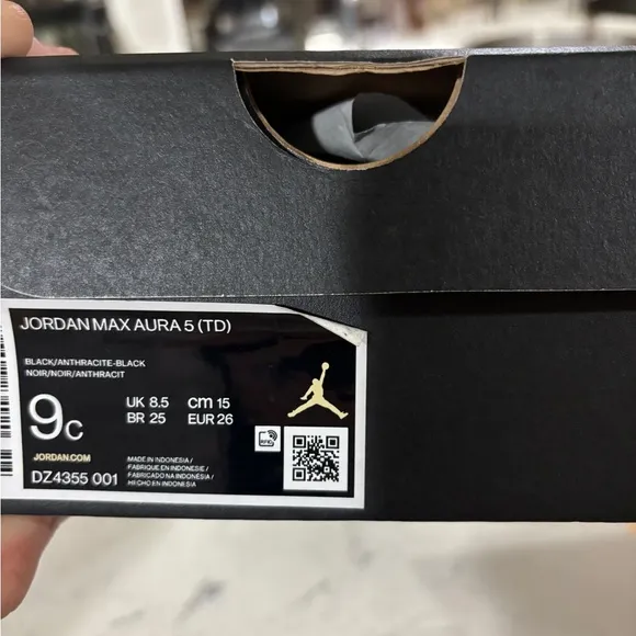 NIKE JORDAN MAX AURA 5 (TD) SNEAKERS TODDLER ALL BLACKHI-TOP SHOES