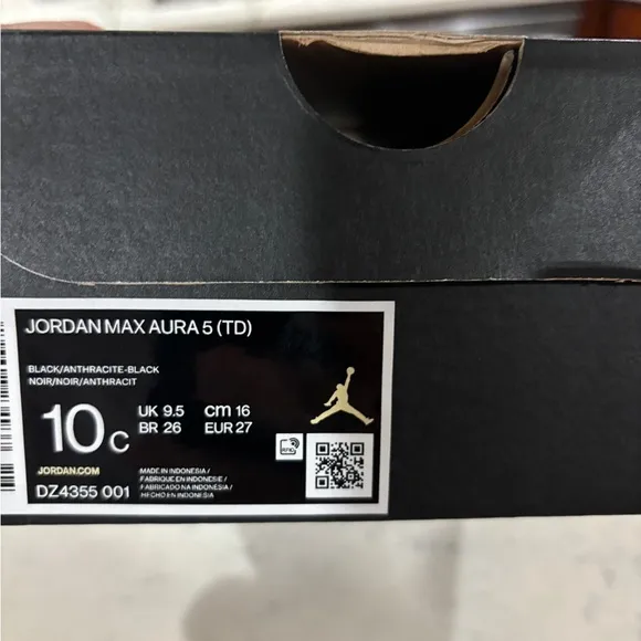 NIKE JORDAN MAX AURA 5 (TD) SNEAKERS TODDLER ALL BLACKHI-TOP SHOES