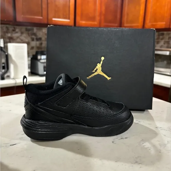 NIKE JORDAN MAX AURA 5 (TD) SNEAKERS TODDLER ALL BLACKHI-TOP SHOES