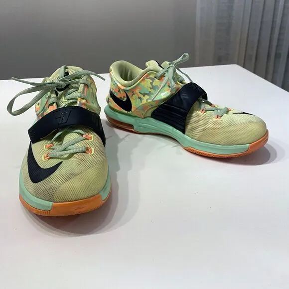 Nike KD 7 Easter Green Youth Lace‎ Up Low Top Camouflage Sneakers US Size 5.5Y
